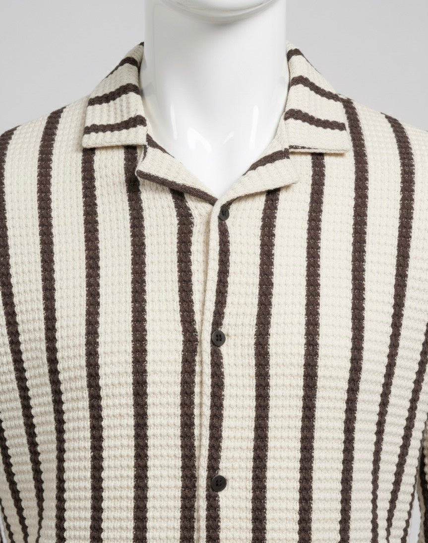 Textured Stripe Knit Shirt | Cream