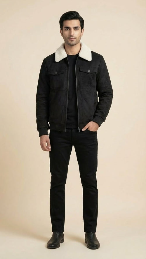 Sherpa Corduroy Jacket | Black