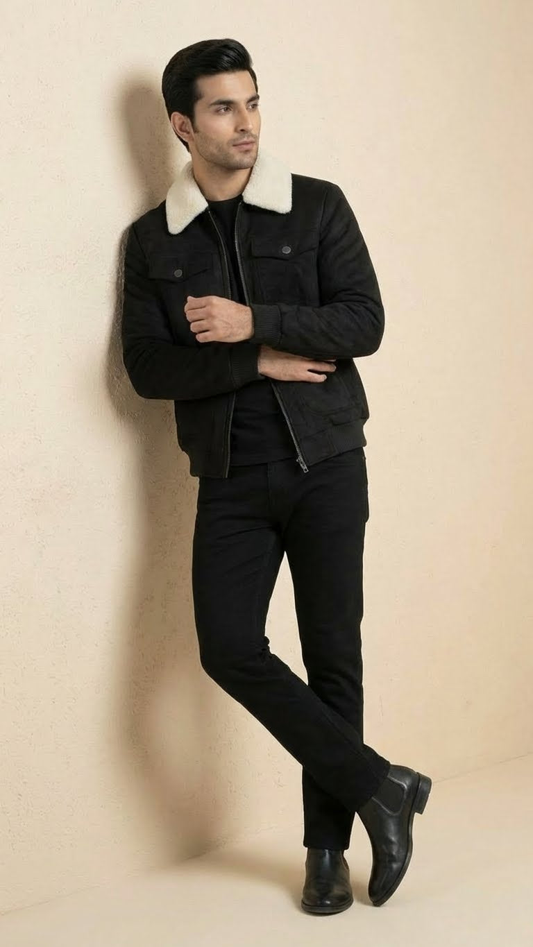 Sherpa Corduroy Jacket | Black