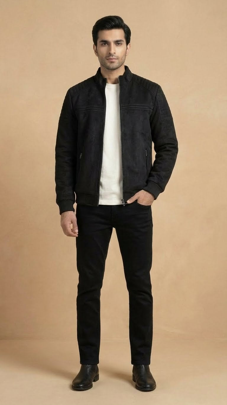 Matte Micro-Suede Jacket | Black
