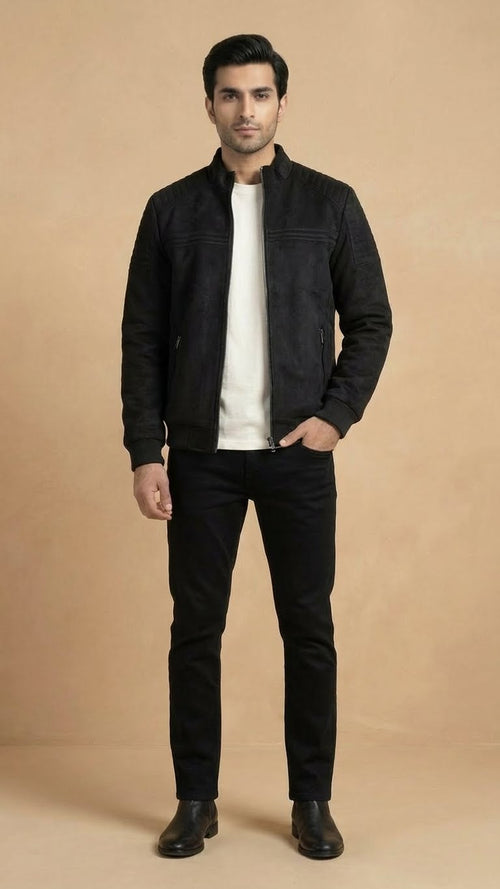 Matte Micro-Suede Jacket | Black