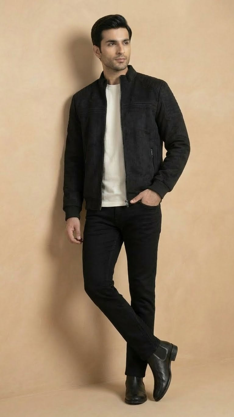 Matte Micro-Suede Jacket | Black