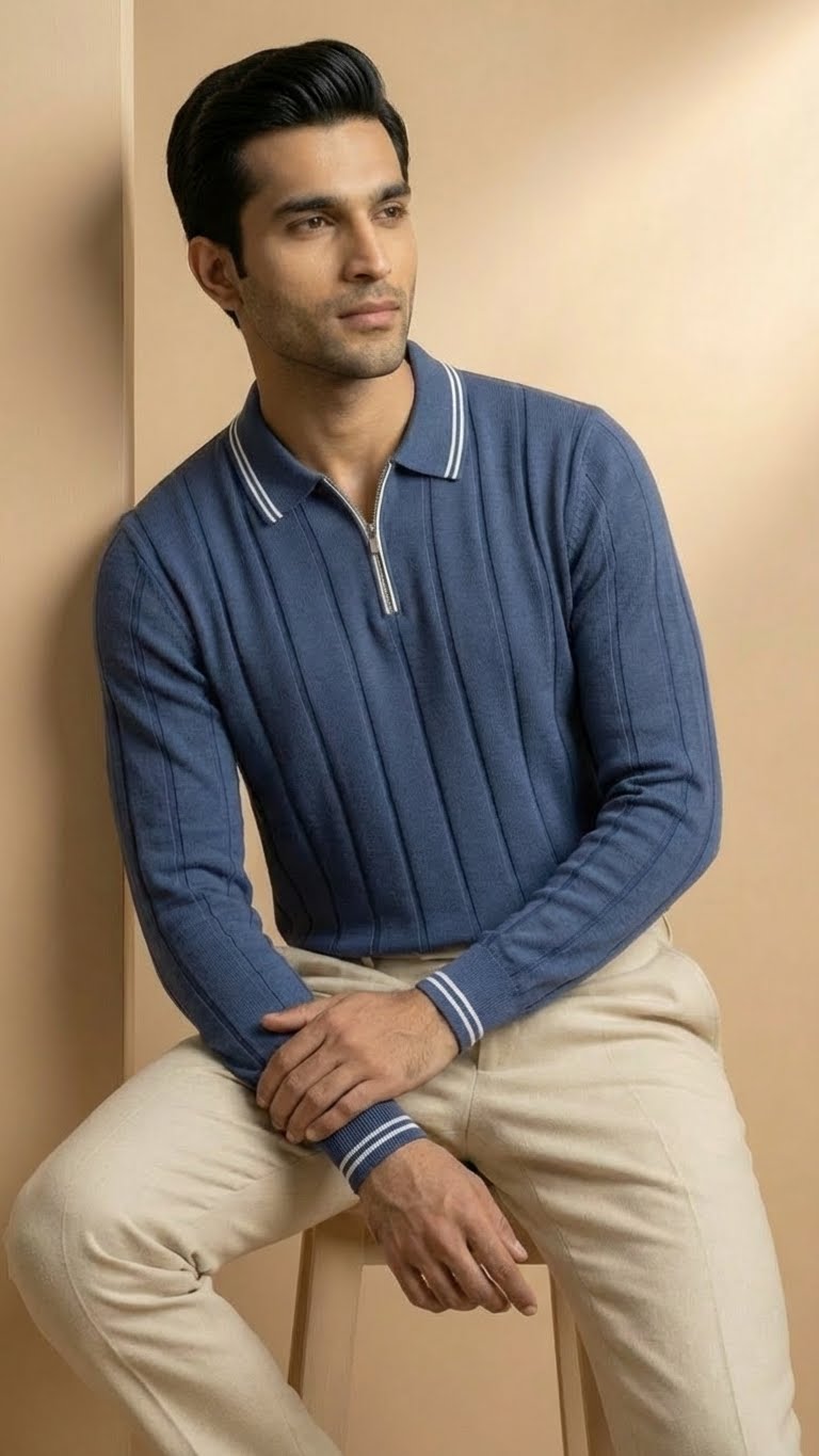 The Riviera Knit Polo Sweater | Blue