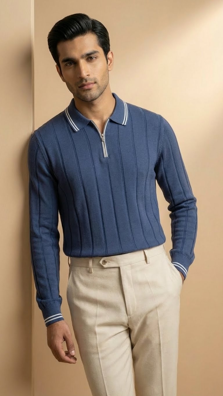 The Riviera Knit Polo Sweater | Blue