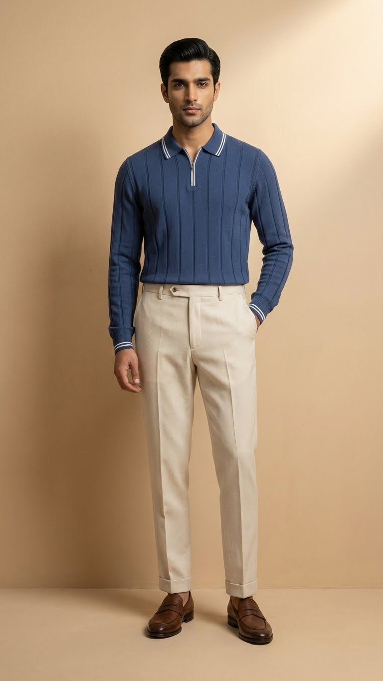 The Riviera Knit Polo Sweater | Blue