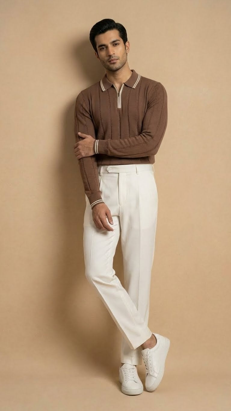 The Riviera Knit Polo Sweater | Brown