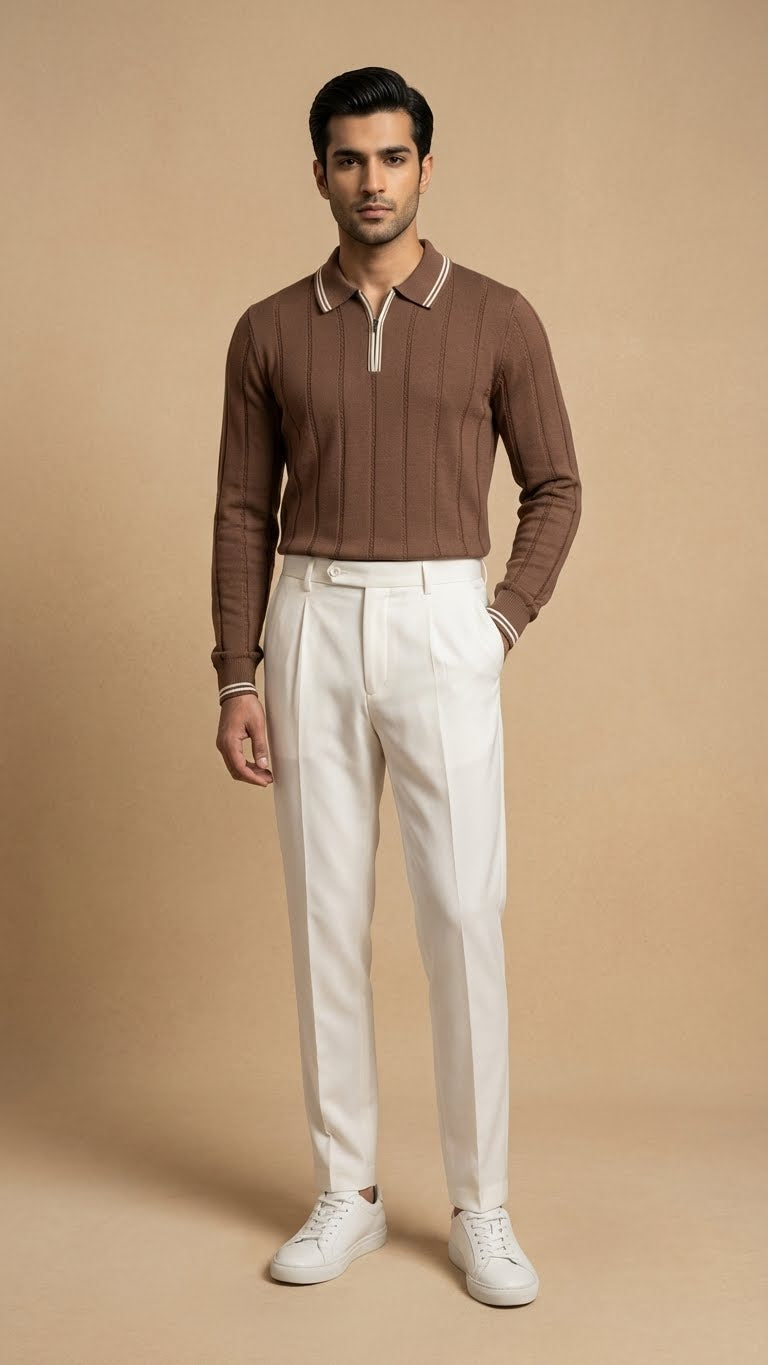 The Riviera Knit Polo Sweater | Brown