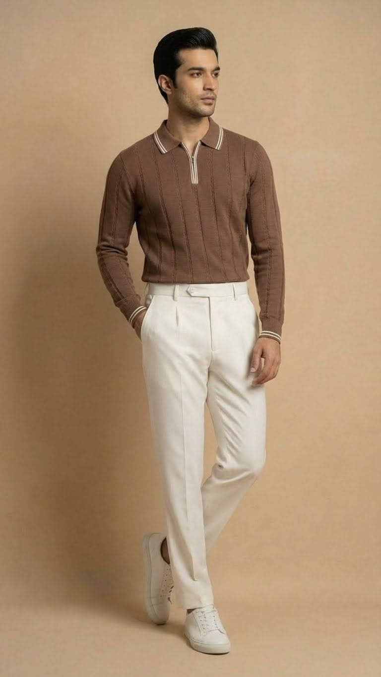 The Riviera Knit Polo Sweater | Brown