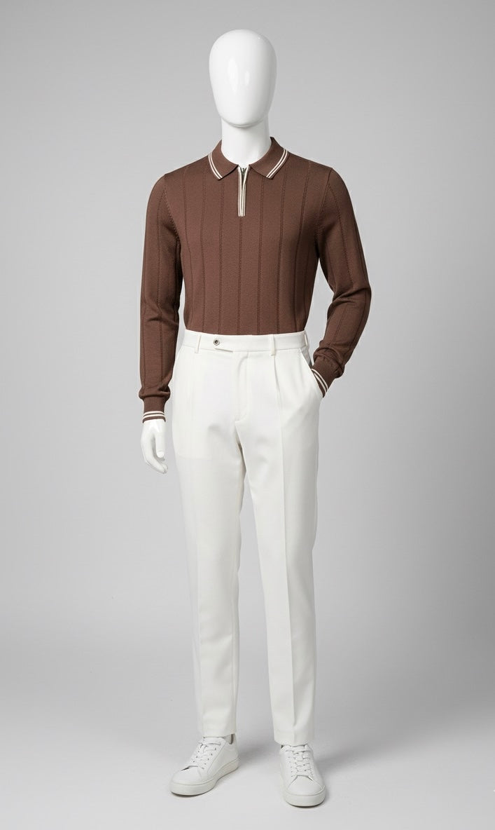 The Riviera Knit Polo Sweater | Brown