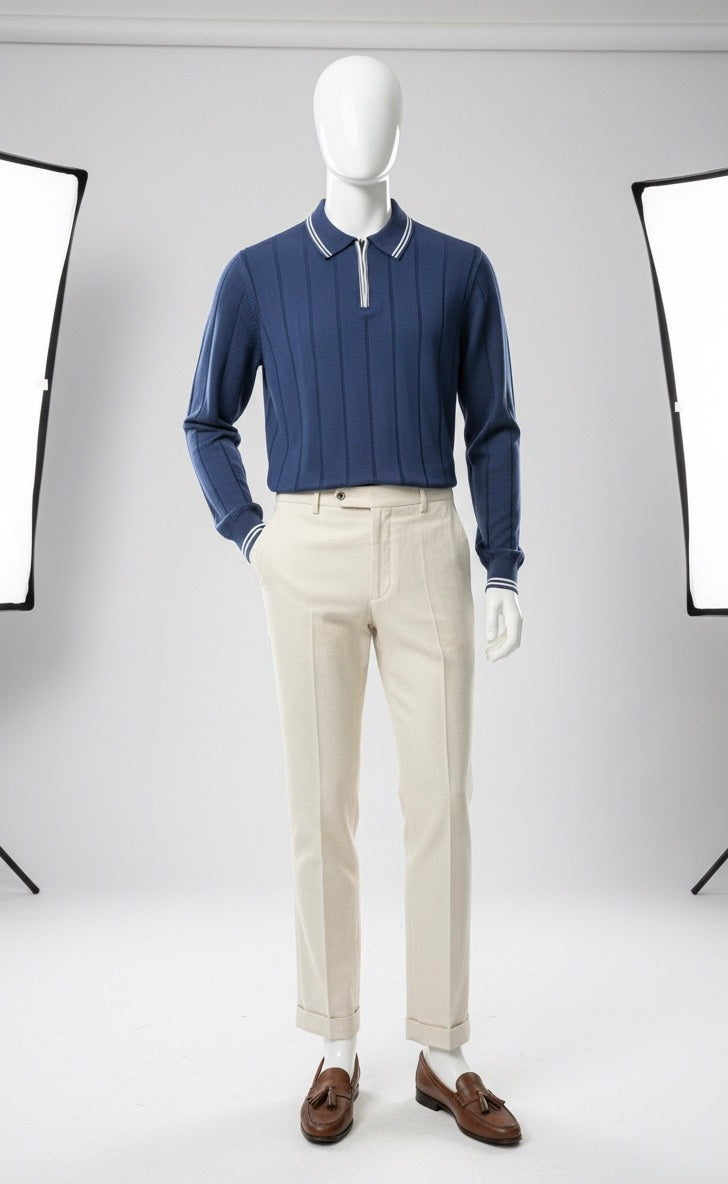 The Riviera Knit Polo Sweater | Blue