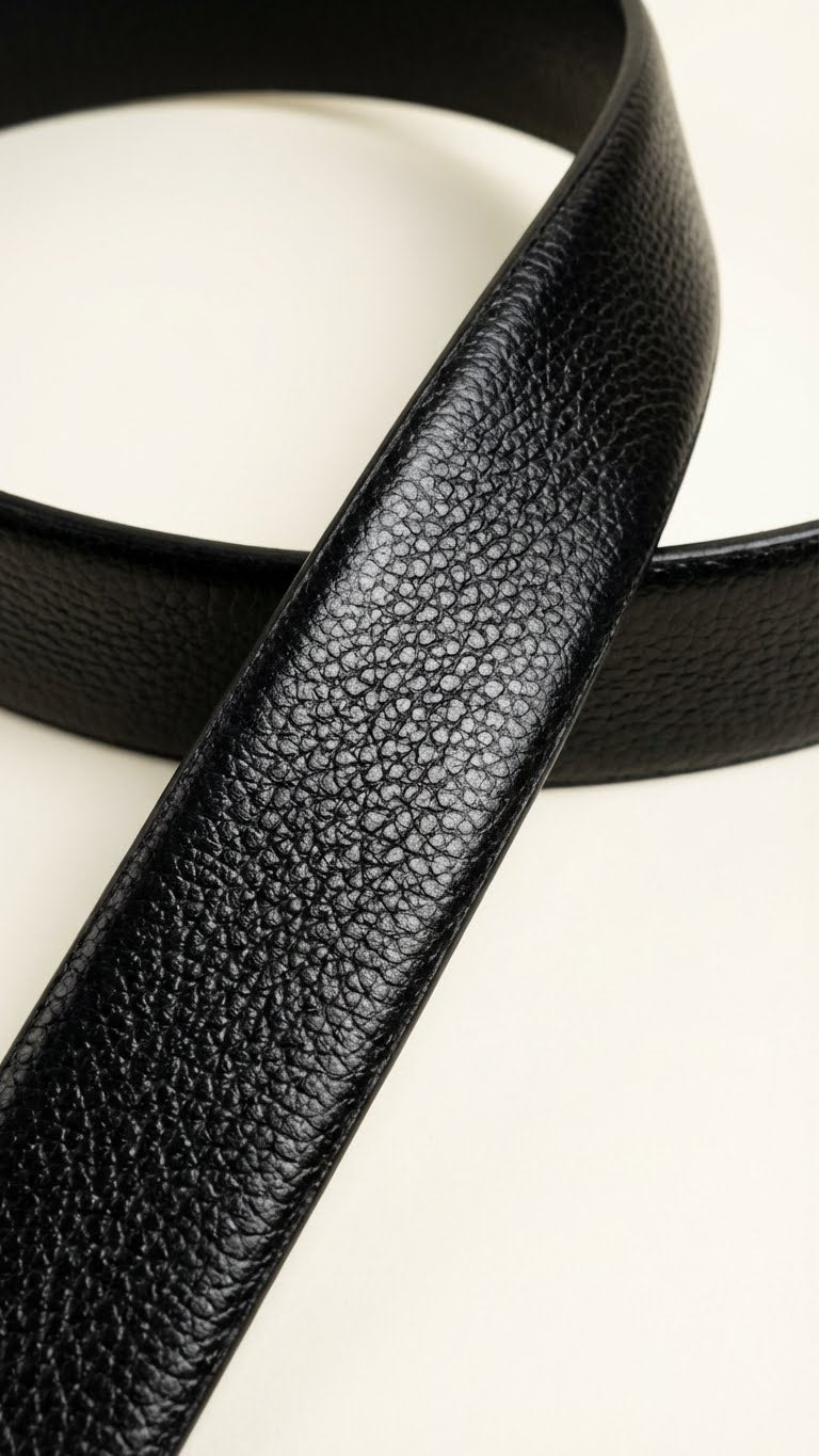 Textured Leather Belt – Patterned Buckle
